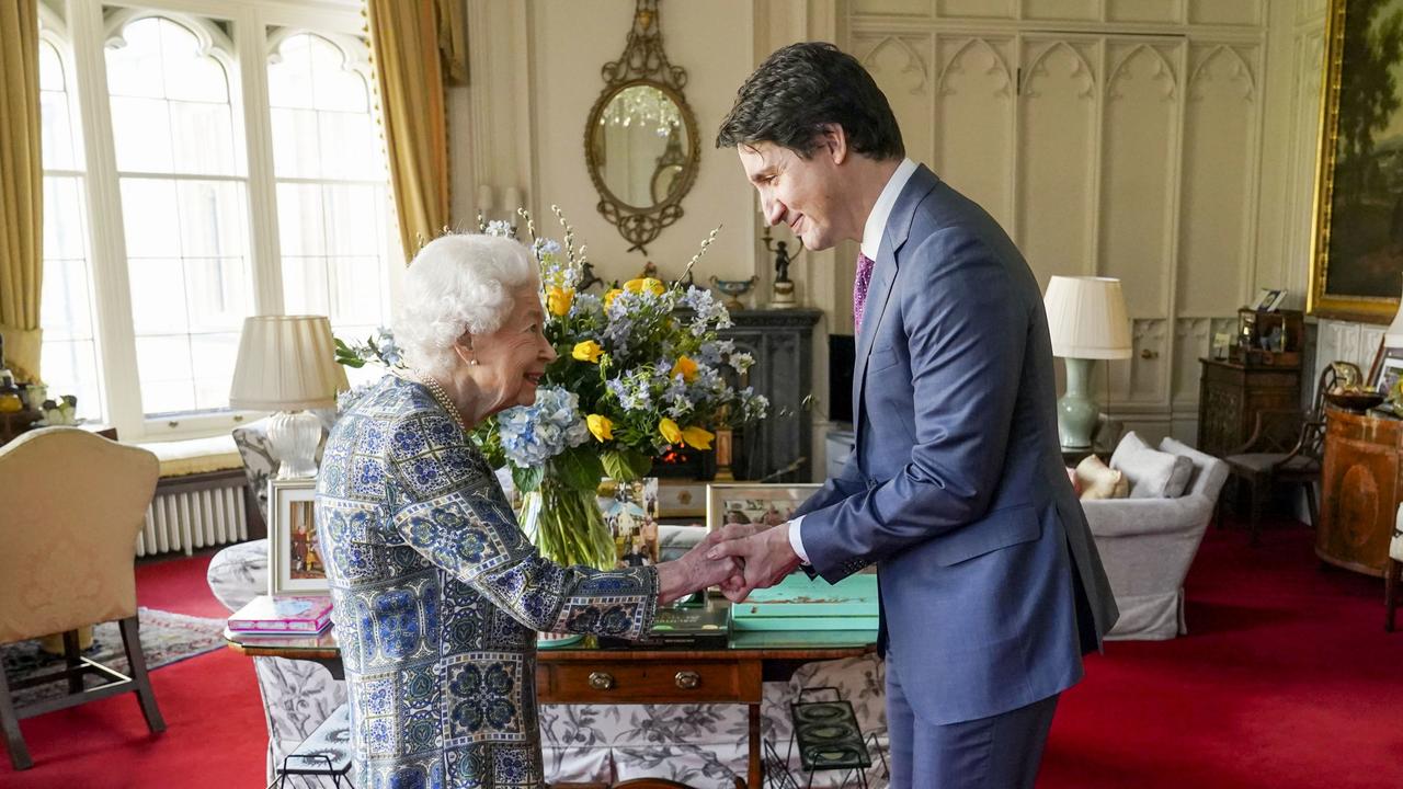 Queen Elizabeth II met Canadian Prime Minister Justin Trudeau on March 7. Picture: Steve Parsons/WPA Pool/Getty