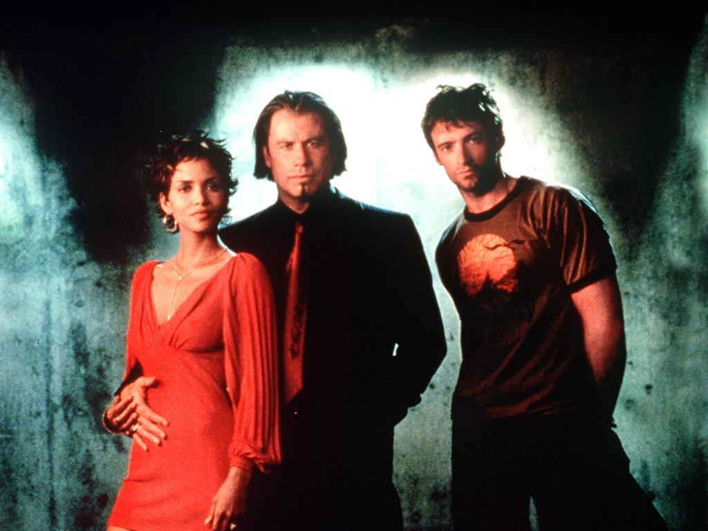 Halle Berry with John Travolta and Hugh Jackman in Swordfish.