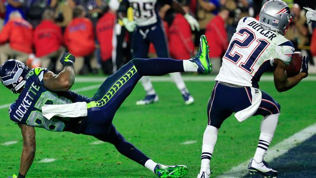 Malcolm Butler makes the game-winning interception for the New England Patriots that cost Seattle Super Bowl XLIX.