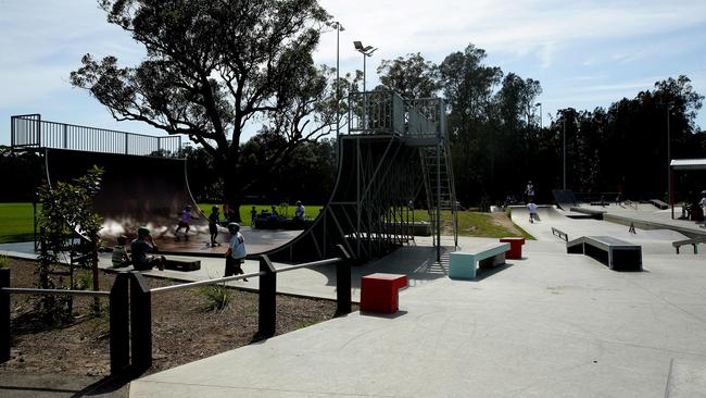 Youths using Mona Vale Mona Vale Skate Park at Kitchener Park, have been accused to vandalising the adjacent golf course and abusing players. The young people pictured are not accused of any wrong doing. Picture: Annika Enderborg