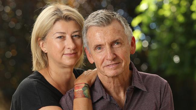 Commentator Bruce McAvaney and his wife Annie at home in Adelaide. Picture: Alex Coppel.