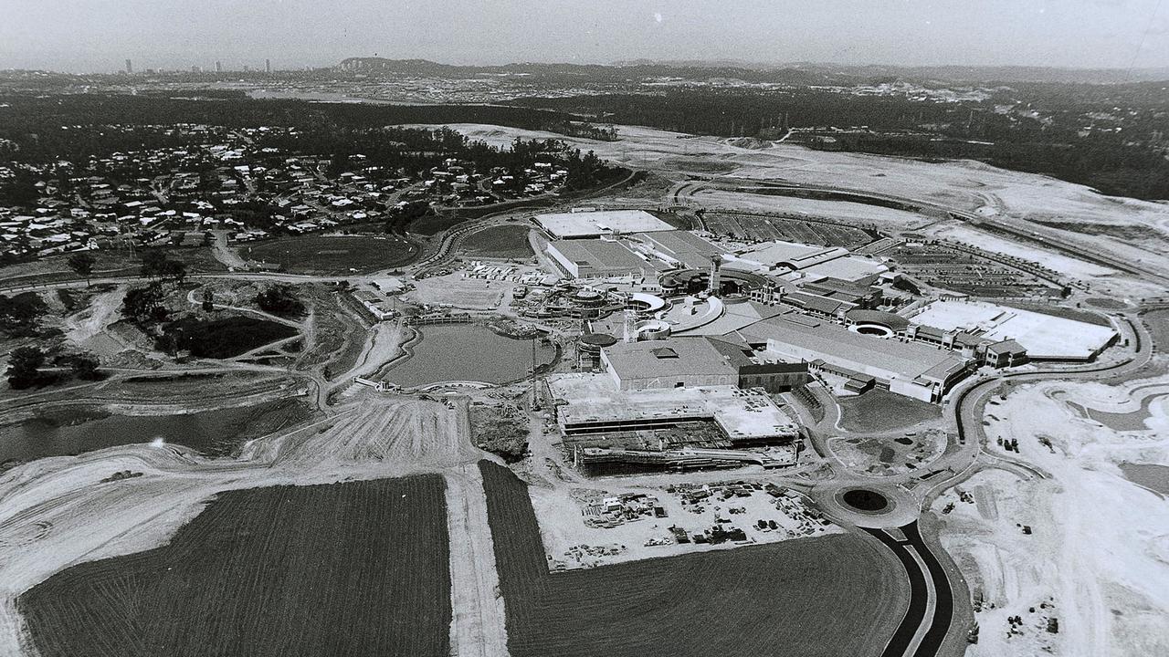 Aerial of construction progress at the Robina Town Centre taken in April 1996