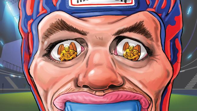 Kalyn Ponga had eyes on the NRL premiership. Artwork: Scott 'Boo' Bailey.