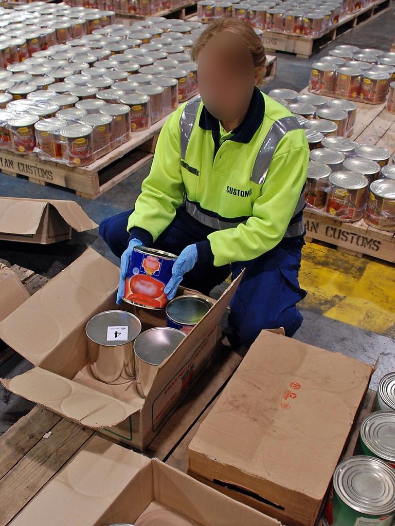 Australian Customs display some of the seized 4.4 tonnes of ecstasy (MDMA) tablets. Picture: Australian Customs Service