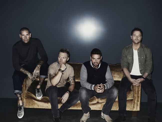 Shane Lynch, Ronan Keating, Keith Duffy and Mikey Graham of Boyzone. Pic: Warner 