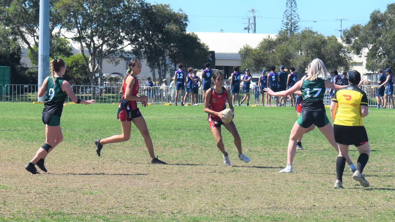 U16 Girls Brisbane Cobras vs Tasmania Thunder at the National Youth Touch Football Championships, Kawana 2022. Picture: Eddie Franklin