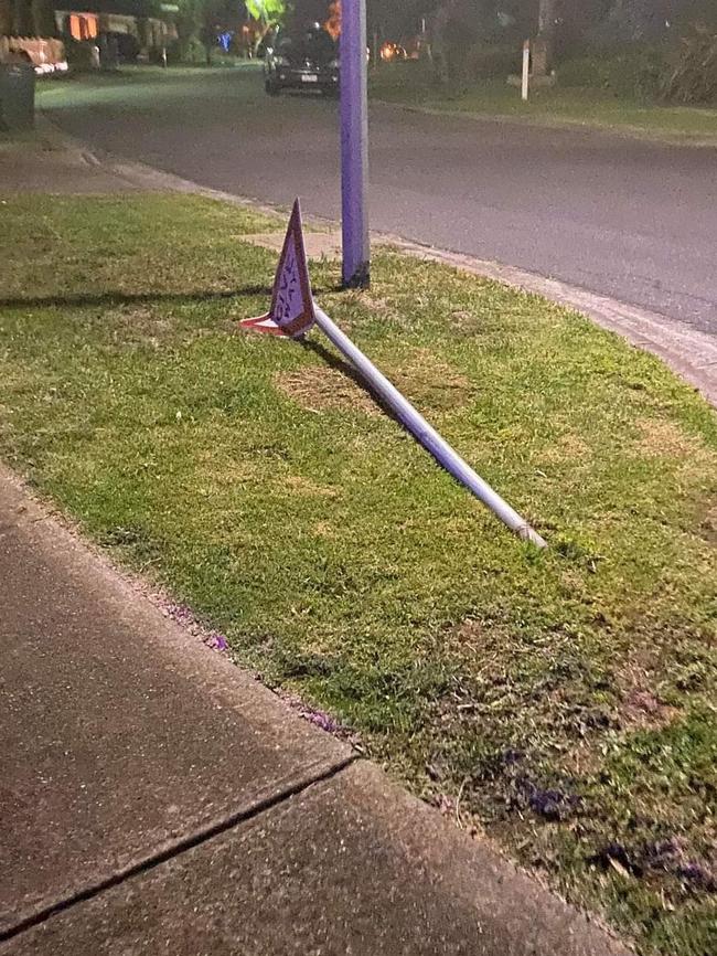 Street signs were also knocked down.
