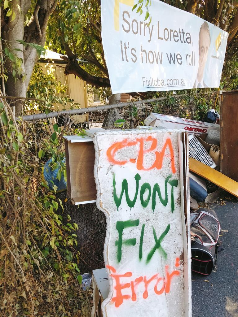 She has mounted protest posters outside her house over the debacle.