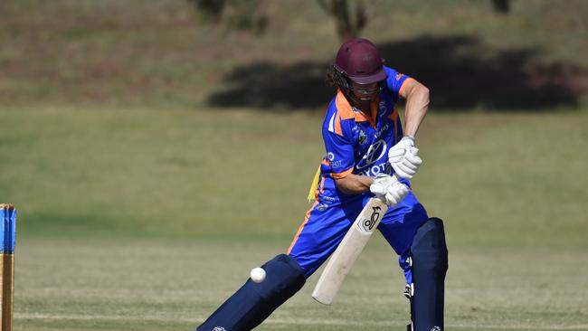 Harrison Wood bats for Valley Raptors against Livewired Lightning in the Darling Downs Bush Bash League. Picture: Kevin Farmer