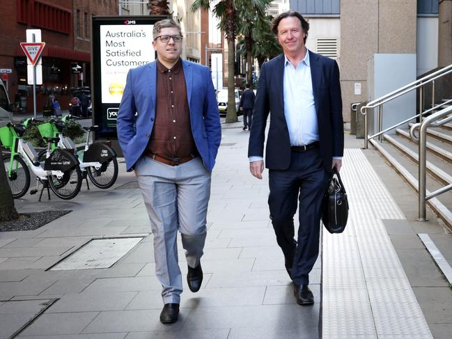 Former Fortescue (L-R) Chief Scientist Bart Kolodziejczyk and CFO Michael Masterman arriving at the Federal Court today. Fortescue is suing the two former executives of misuse of its intellectual property when they left to start a rival green iron technology company Element Zero. Jane Dempster/the Australian.