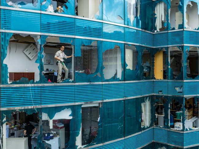 The aftermath of Typhoon Mangkhut in Hong Kong. Picture: Getty