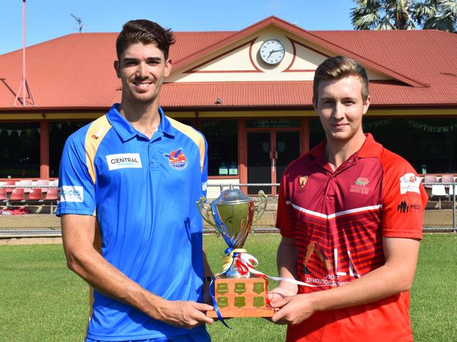 Anthony Adlam of Darwin and Austin Umpherston of Waratah ahead of the T20 final Picture Olivia Sherlock