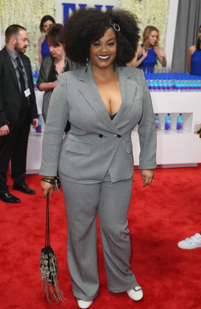 We adore celebrated soul singer Jill Scott, but this magic eye suit makes our eyes hurt. Picture: Joe Scarnici/Getty Images for FIJI Water