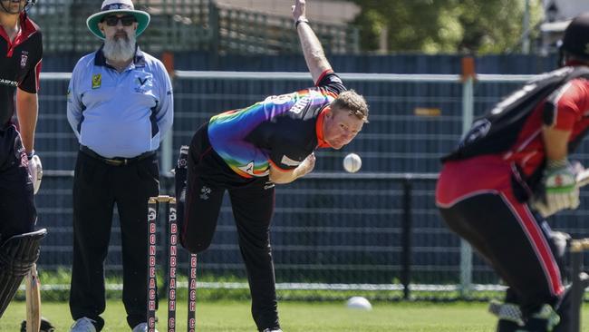 Cricket Southern Bayside grand final: Bonbeach v South Caulfield. Bonbeach bowler Dan Mueller.  Picture: Valeriu Campan