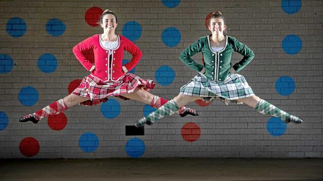 Courteney and Steffaney Treadwell are leaping into the world highland dancing championships held in Scotland. Picture: Adam Hourigan