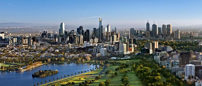 The Melbourne city skyline.