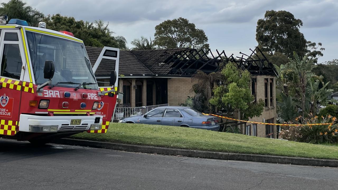 A fire has damaged a two-storey home in Kimberley Place, Gymea Bay on Monday afternoon. Picture: Ashleigh Tullis