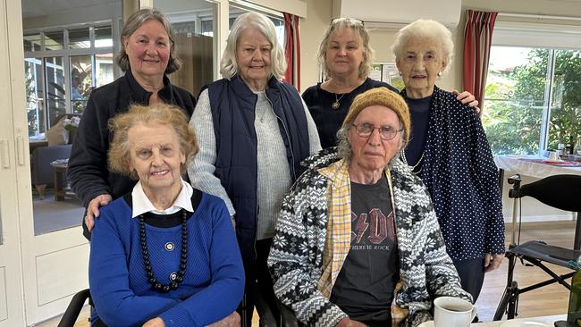 Pictured (from left, back) Dianne Brein, Bernie Dean, Maree Eddings, Kate Smorty, (front) Sybil Reddan and Michael Brereton at Feros Village in Byron Bay.