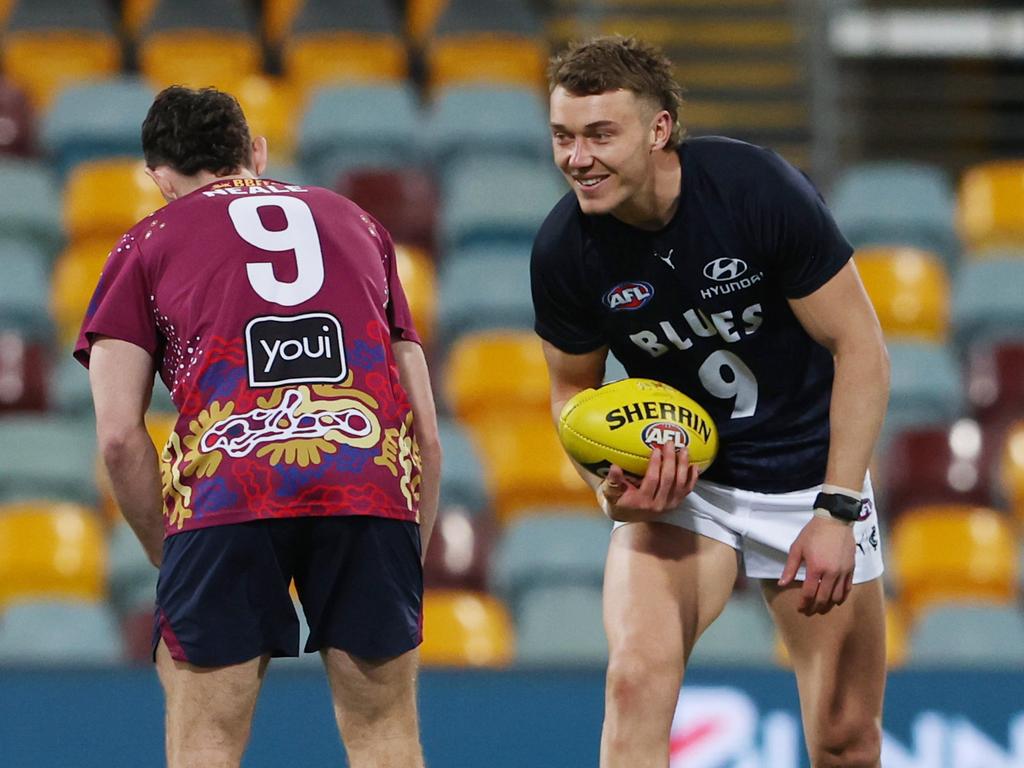 Blues skipper Patrick Cripps will be one of Neale’s main rivals on Monday night. Picture Lachie Millard