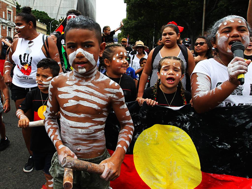 An Invasion Day rally in Sydney, held on Australia Day last year. Picture: Danny Casey 