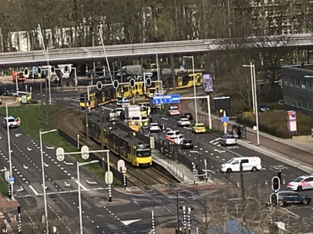 Security was boosted across the Netherlands including in Amsterdam and The Hague, and as far afield as the German border following the tram stop shooting. Picture: AP