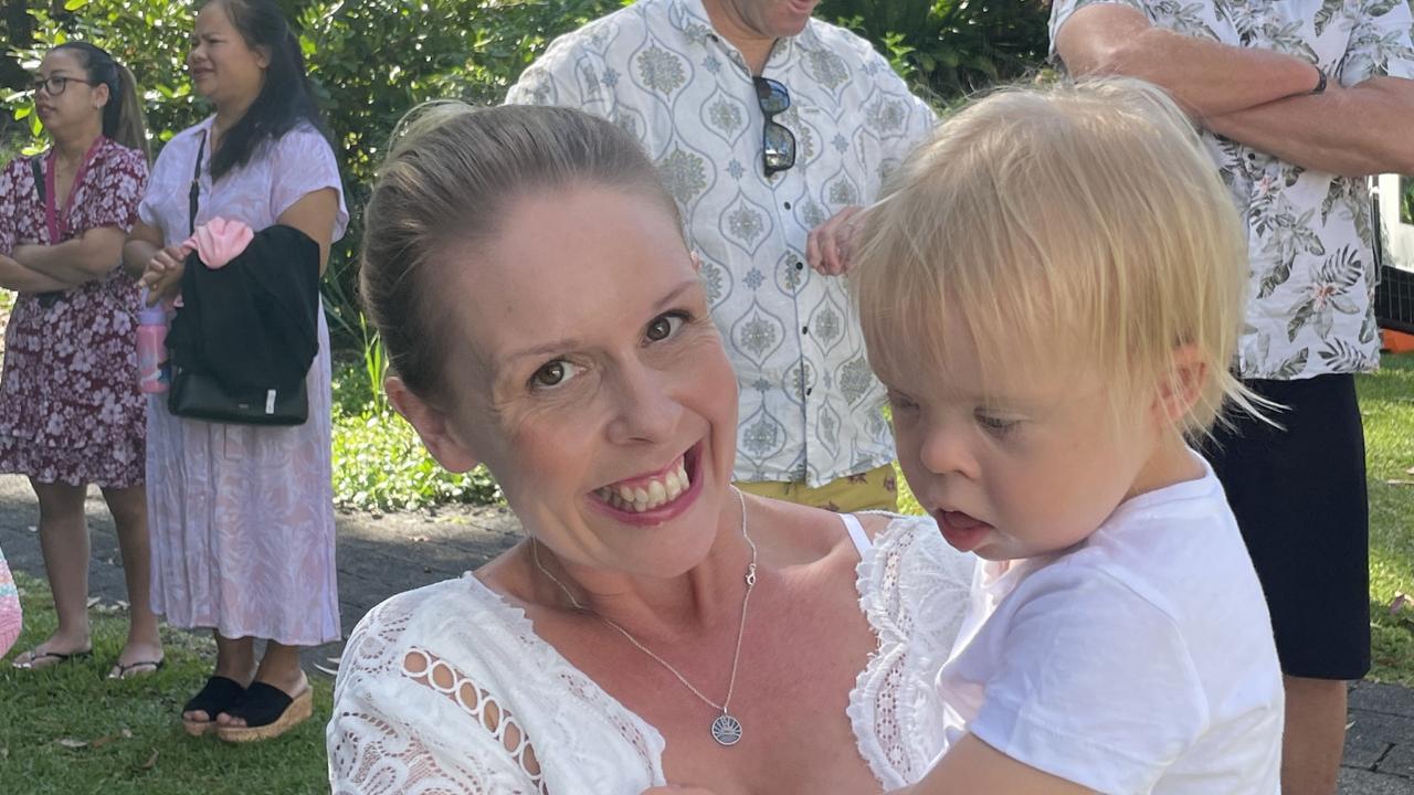 Selena and little Ravi at the Australia Day ceremony at the North Coast Regional Botanic Garden in Coffs Harbour. Picture: Matt Gazy