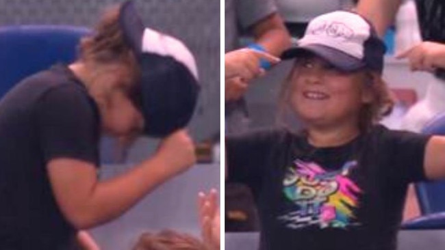 A young tennis fan stole the show at Melbourne Park. Photos: Stan Sport