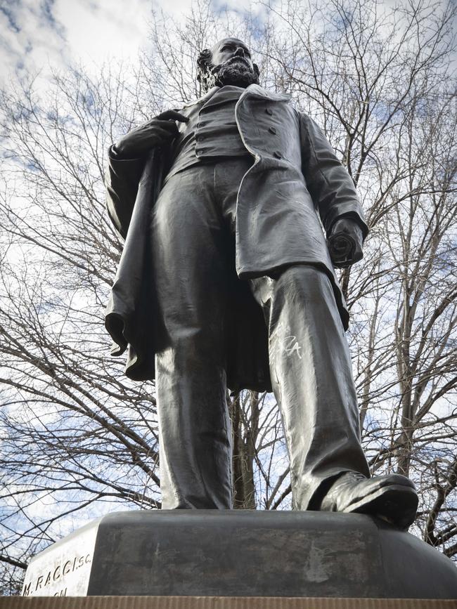 The controversial William Crowther statue in Hobart’s Franklin Square, which is set to be taken down. Picture: Chris Kidd