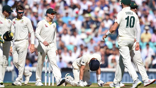 England's Joe Denly cops a nasty blow. Picture: Glyn Kirk/AFP)