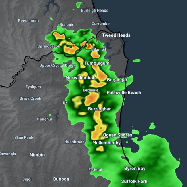 Heavy rainfall map across the Northern Rivers region (Monday) Picture: Weatherzone.