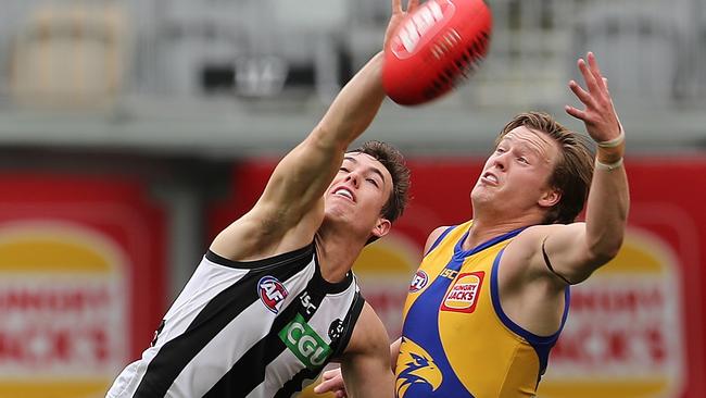 Callum Brown hurt his ankle in West Coast’s clash with Collingwood.