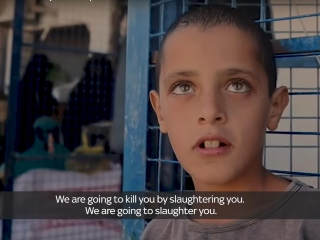 A young boy interviewed at the al-Hol camp in 2019. Picture: Sky News