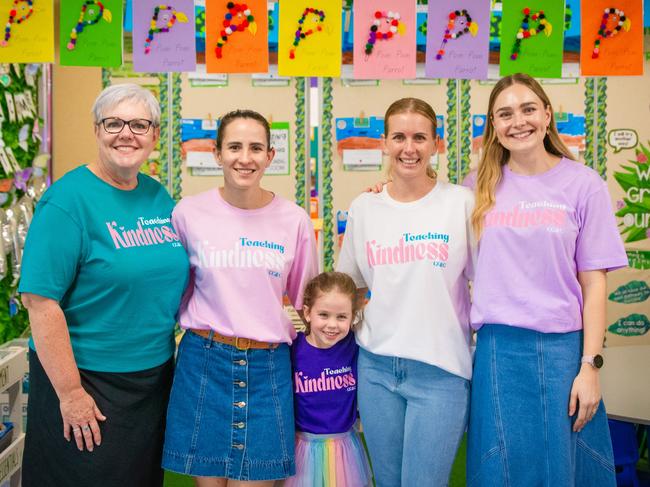 Teachers Tina Anderson, Hannah Piggott,Angela Mathiesen, Emily Bakss with Layla Barry, 5.