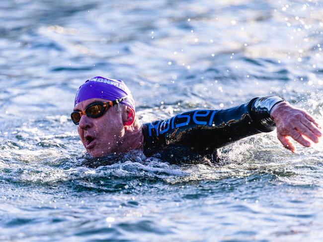 Competitors in the Ironman 70.3 Tasmania in Hobart Picture: Linda Higginson