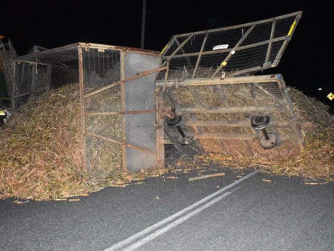 Four cane bins were overturned, September 16 2021. Picture: Lillian Watkins