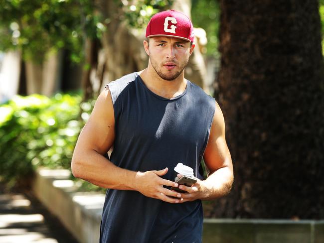 Sam Burgess arrives back at Redfern for first time since rejoining Rabbitohs. Picture: Braden Fastier