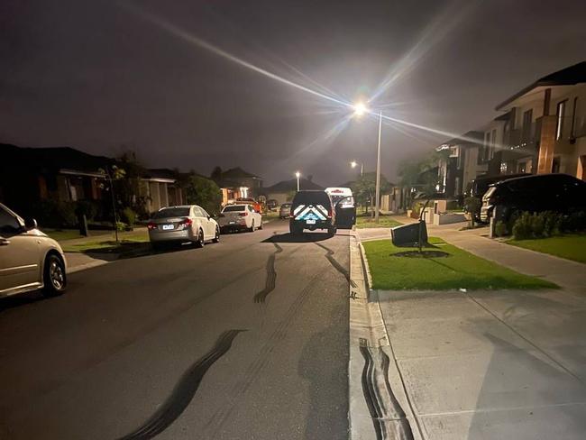 Tyre marks left on a street by an alleged car thief. Picture: Supplied