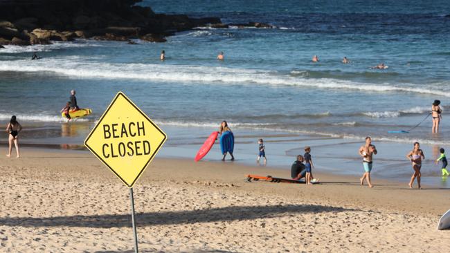 Authorities will quickly close down beaches if they think social distancing rules are being breached. Picture: Damian Shaw