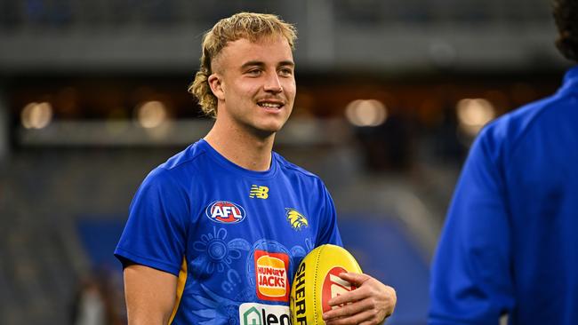 Clay Hall played his first AFL game in round 21. Picture: Daniel Carson/AFL Photos via Getty Images