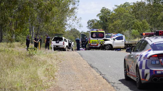 Emergency services on the scene at the Silverleaf crash. Photo: Andrew Hedgman