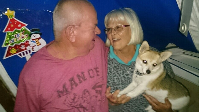 Mal Todd with his wife Sandi and dog Gracie in 2016. Picture: Supplied by family