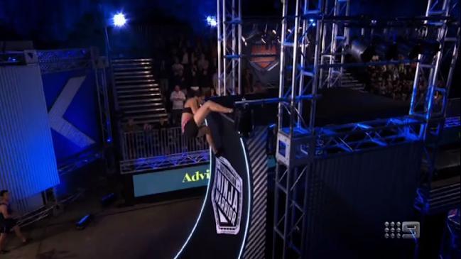 Andrea Hah beats the warped wall on Ninja Warrior