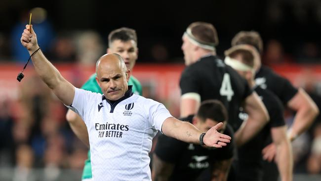 Referee Jaco Peyper lost control in the All Blacks stunning loss to Ireland. Picture: Getty