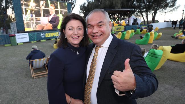 Mayor Tom Tate and wife Ruth celebrate the Olympics announcement. Picture Glenn Hampson