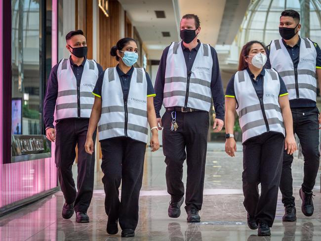 Chadstone Covid staff prepare for reopening.  Picture: Jake Nowakowski