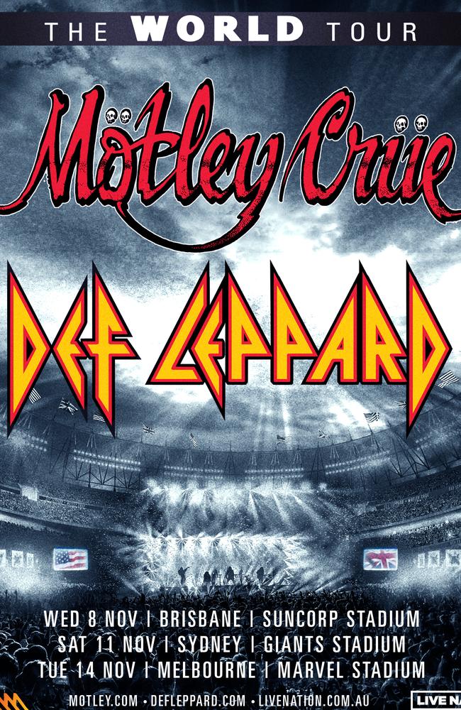 Def Leppard and Mötley Crüe to rock out in stadiums across Australia. Picture: Supplied