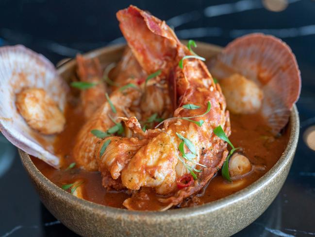 Peruvian Bouillabaisse with prawns, squid, market fish and crayfish tail. Picture: Tony Gough