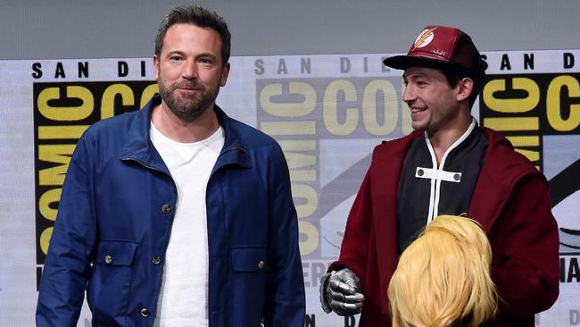 Veteran Ben Affleck and newcomer Ezra Miller at this year’s ComicCon in San Diego. Picture: Kevin Winter/Getty Images/AFP