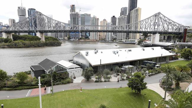 An empty Howard Smiths Wharves in Brisbane during a three-day lockdown triggered by the discovery of the UK strain. Picture: NCA NewsWire / Josh Woning