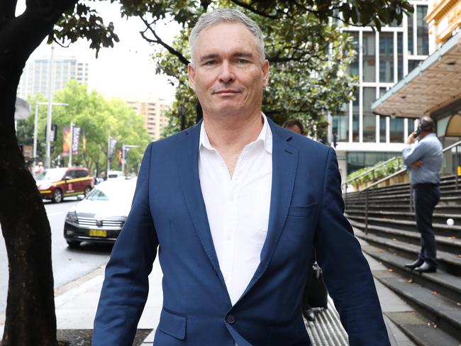 Former disgraced federal MP Craig Thomson leaving court in Sydney after allegedly making fraudulent applications for COVID-19 grants. Jane Dempster/The Australian.